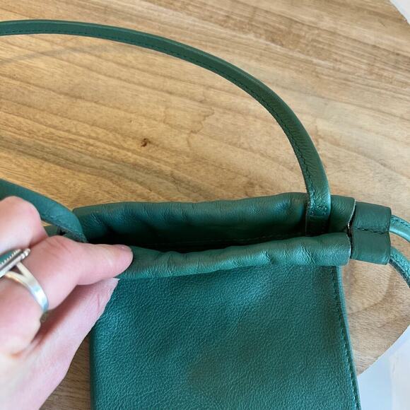 Madewell Piazza Bucket Jade Green Genuine Leather Drawstring Crossbody Bag - Picture 8 of 12